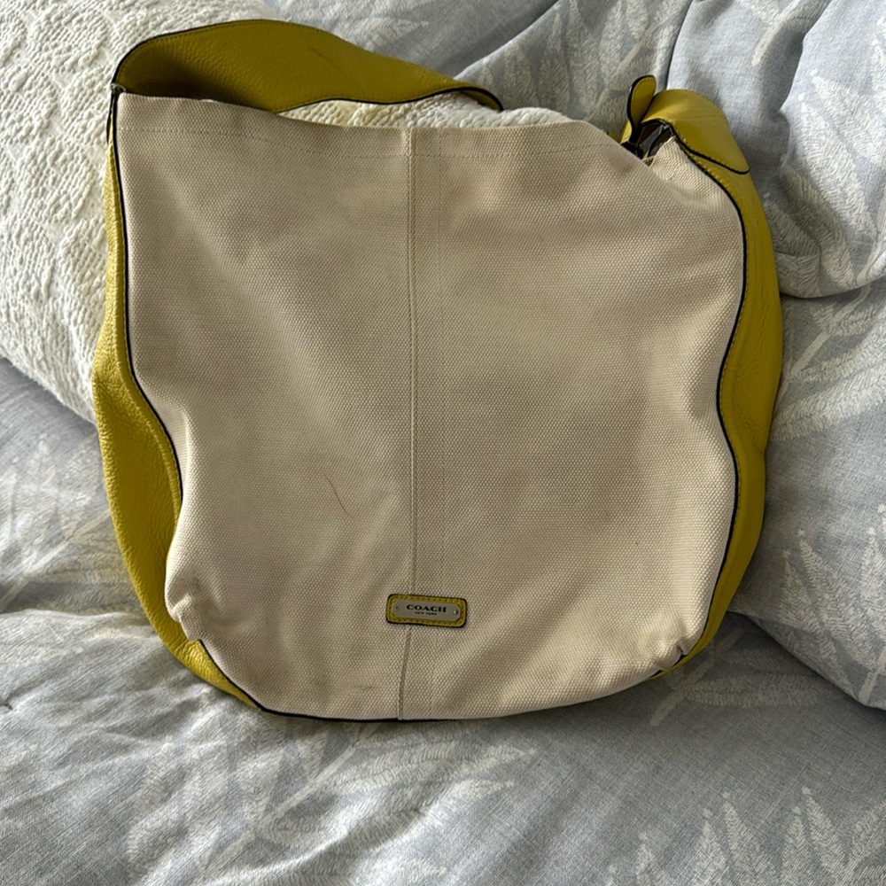 Coach Beige and Yellow Hobo Bag